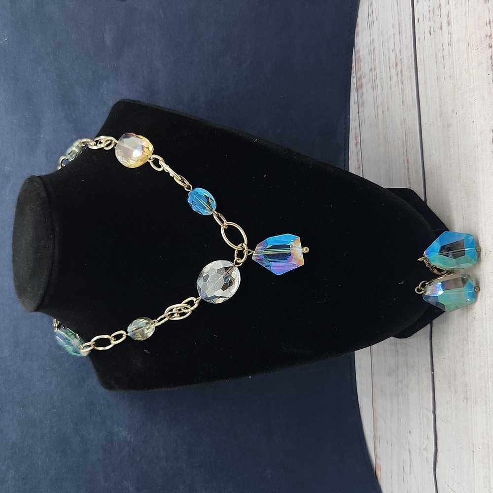 Perch | Iridescent Faceted Gem Necklace and Earrings Set